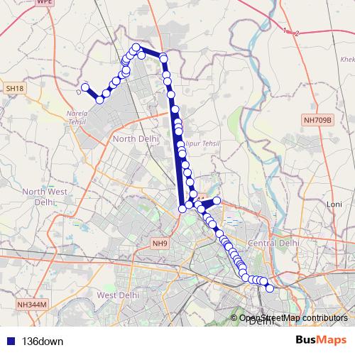 136down bus Line Map