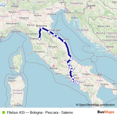 Flixbus 433 bus Line Map