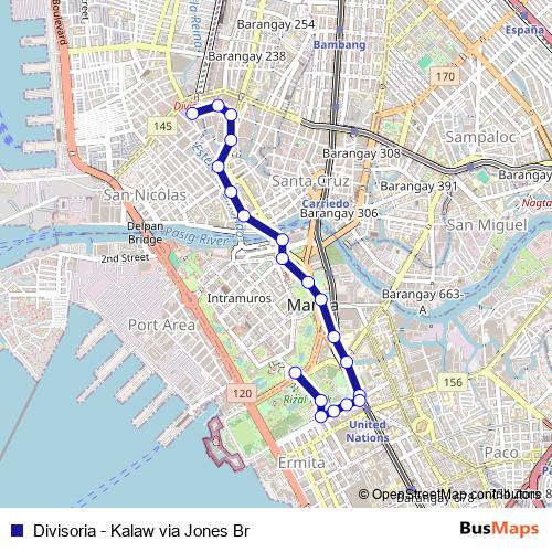 Divisoria - Kalaw via Jones Br bus Line Map