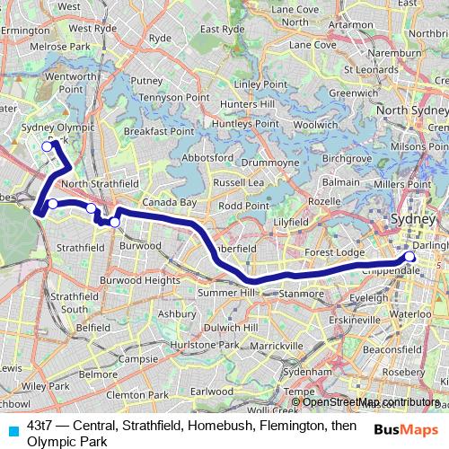 43t7 bus Line Map