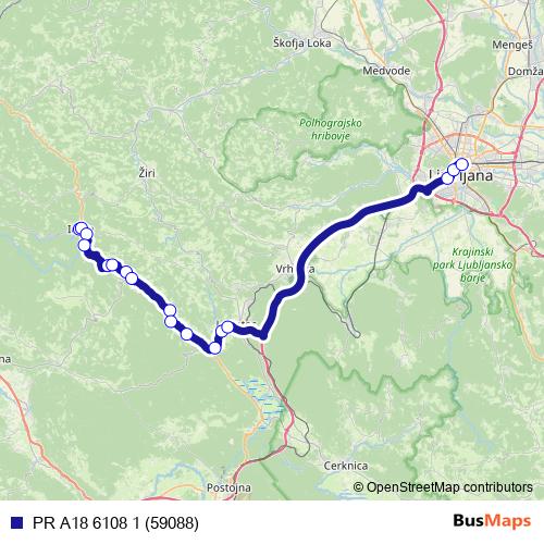 PR A18 6108 1 (59088) bus Line Map