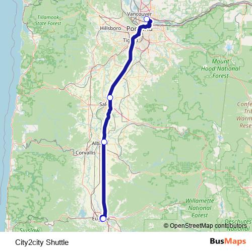 City2city Shuttle bus Line Map