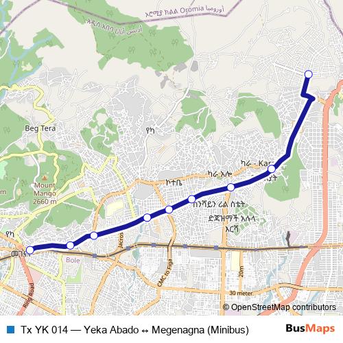 Tx YK 014 bus Line Map