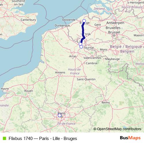 Flixbus 1740 bus Line Map