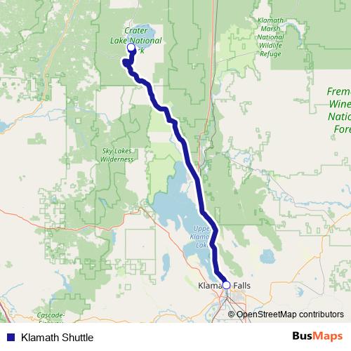 Klamath Shuttle bus Line Map