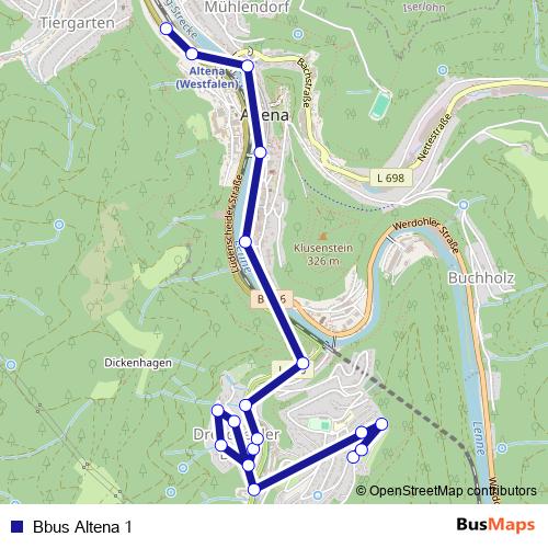 Bbus Altena 1 bus Line Map