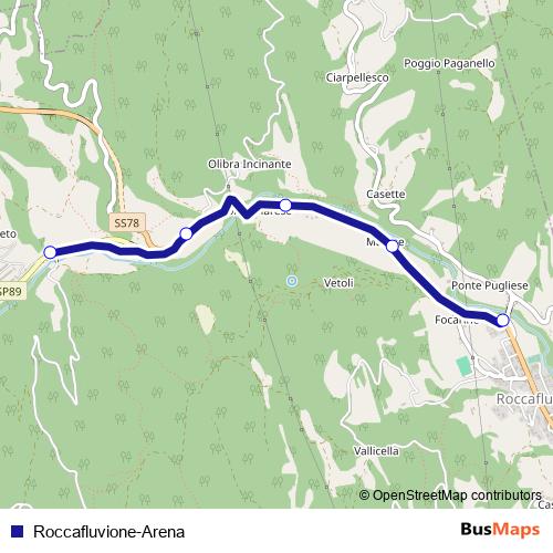 Roccafluvione-Arena bus Line Map