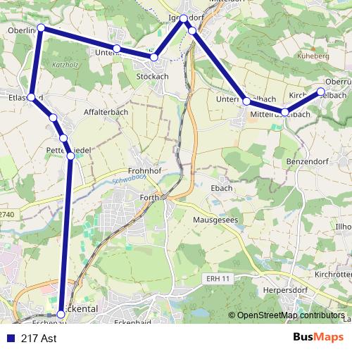 217 Ast bus Line Map