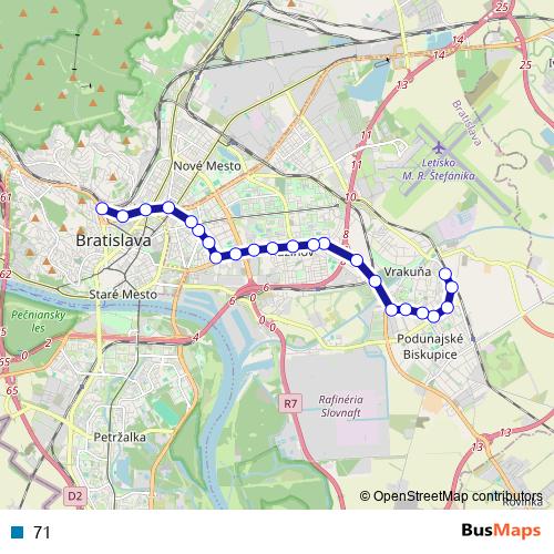 71 trolleybus Line Map