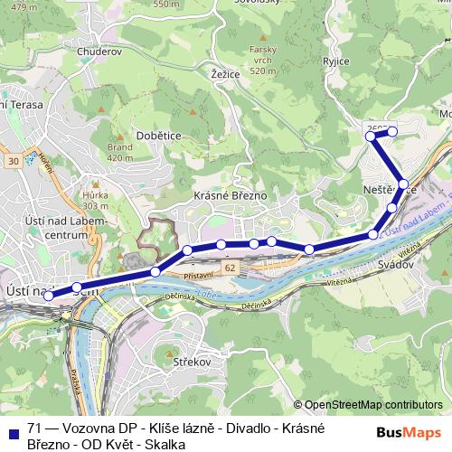 71 trolleybus Line Map