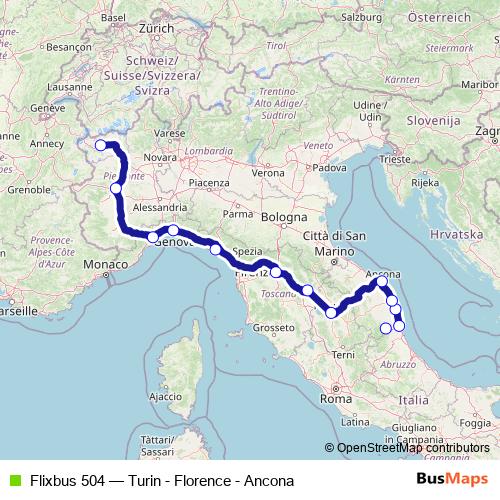 Flixbus 504 bus Line Map