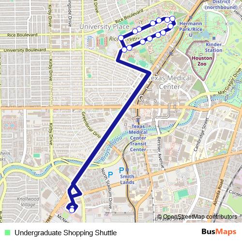 Undergraduate Shopping Shuttle bus Line Map