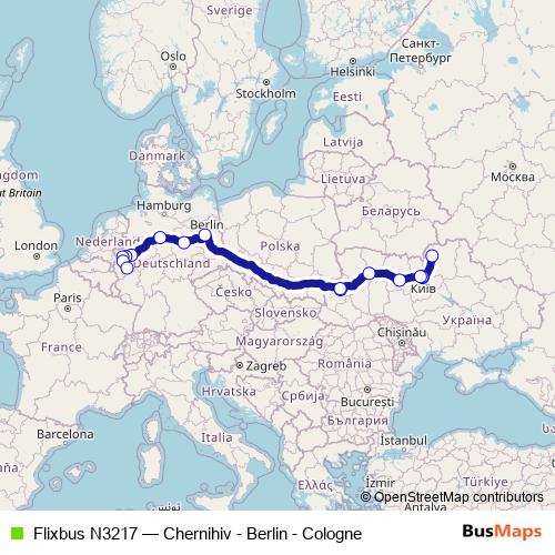 Flixbus N3217 bus Line Map