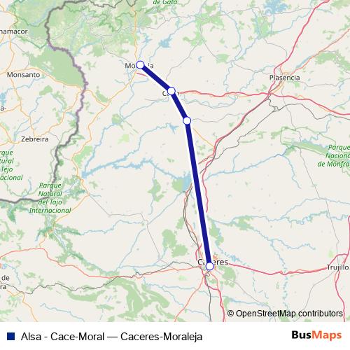 Alsa - Cace-Moral bus Line Map