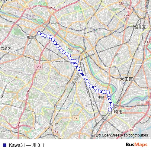 Kawa31 bus Line Map