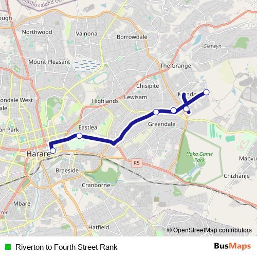 Riverton to Fourth Street Rank bus Line Map