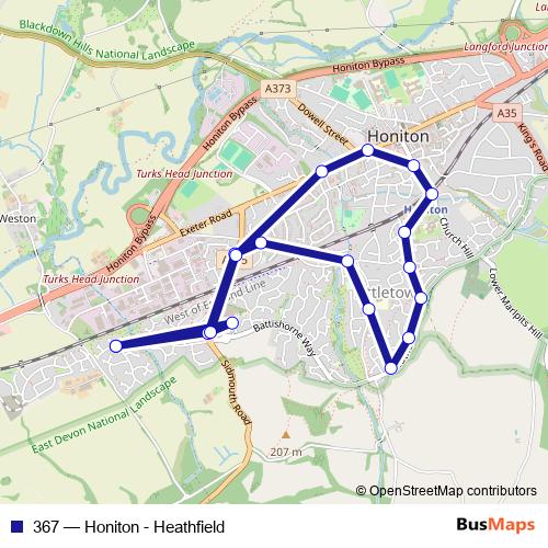 367 bus Line Map