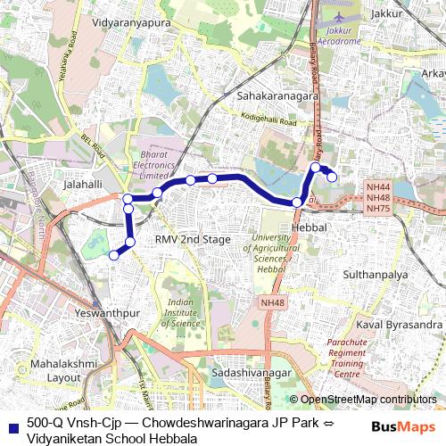 500-Q Vnsh-Cjp bus Line Map