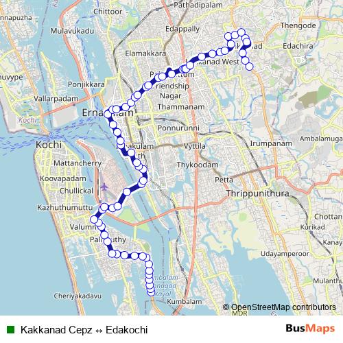 Kakkanad Cepz ↔ Edakochi bus Line Map