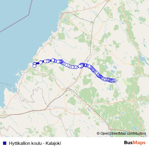 Hyttikallion koulu - Kalajoki bus Line Map