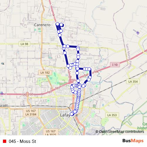 045 - Moss St bus Line Map