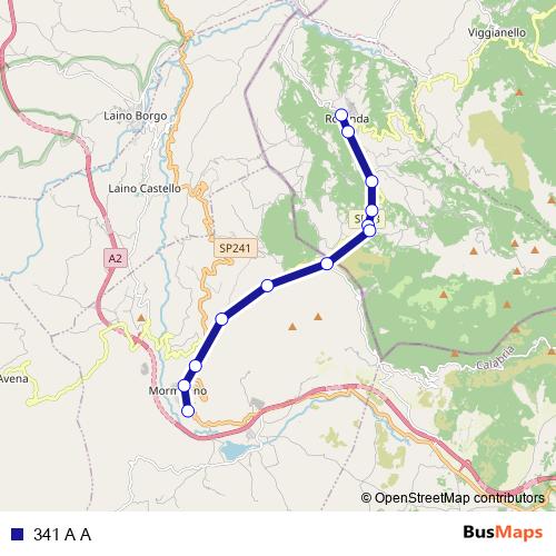 341 A A bus Line Map
