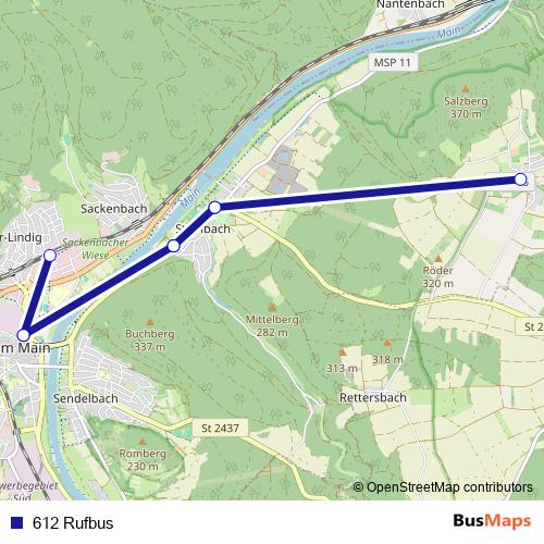612 Rufbus bus Line Map