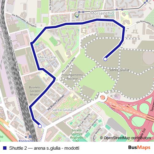 Shuttle 2 bus Line Map