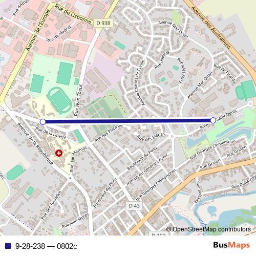 9-28-238 bus Line Map