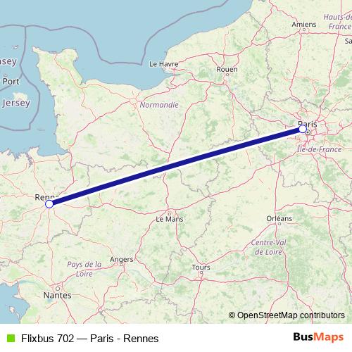 Flixbus 702 bus Line Map