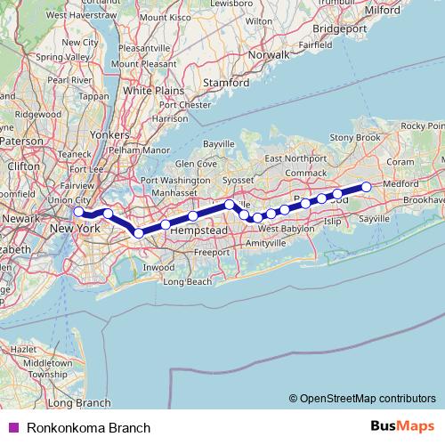 Ronkonkoma Branch rail Line Map