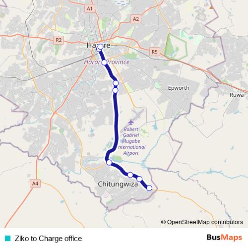 Ziko to Charge office bus Line Map