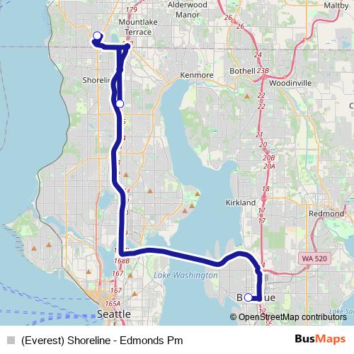 (Everest) Shoreline - Edmonds Pm bus Line Map