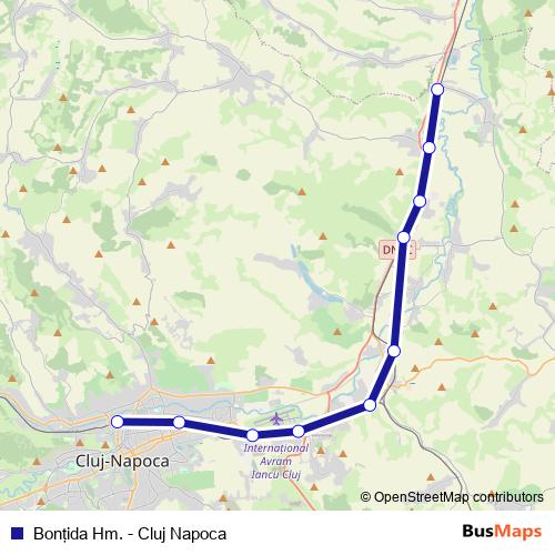 Bonţida Hm. - Cluj Napoca rail Line Map