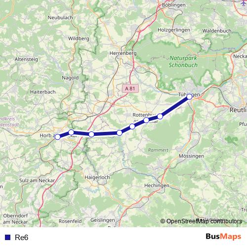 Re6 rail Line Map