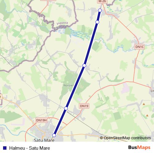 Halmeu - Satu Mare rail Line Map