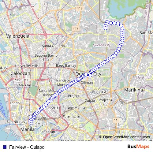 Fairview - Quiapo bus Line Map