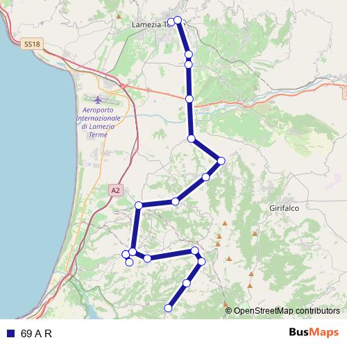 69 A R bus Line Map