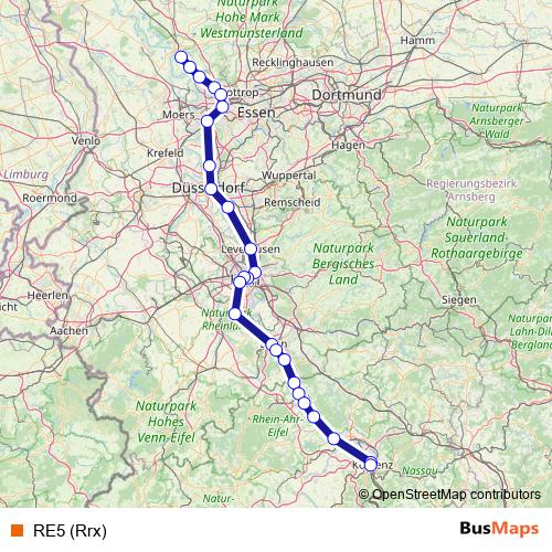 RE5 (Rrx) rail Line Map