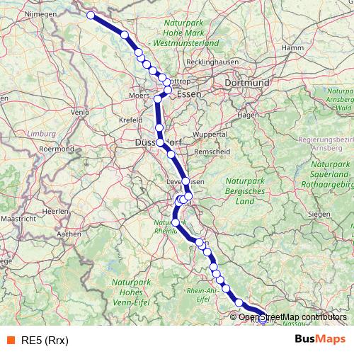 RE5 (Rrx) rail Line Map