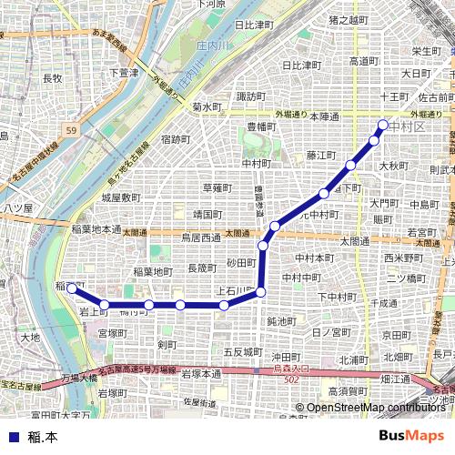 稲.本 bus Line Map