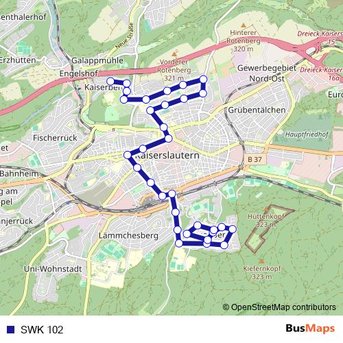 SWK 102 bus Line Map