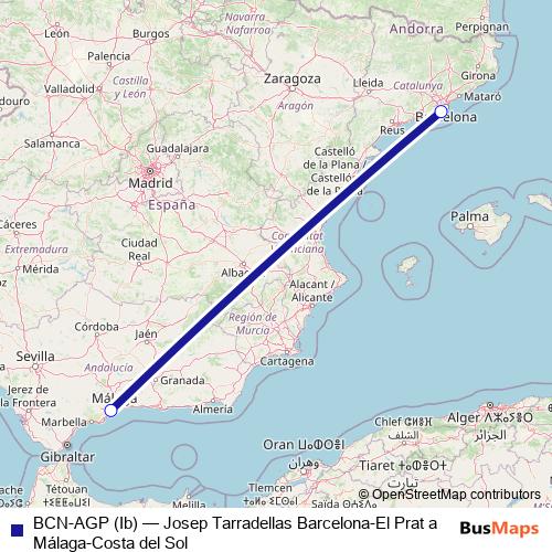 BCN-AGP (Ib) air Line Map