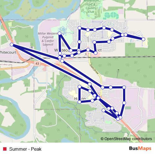 Summer - Peak bus Line Map