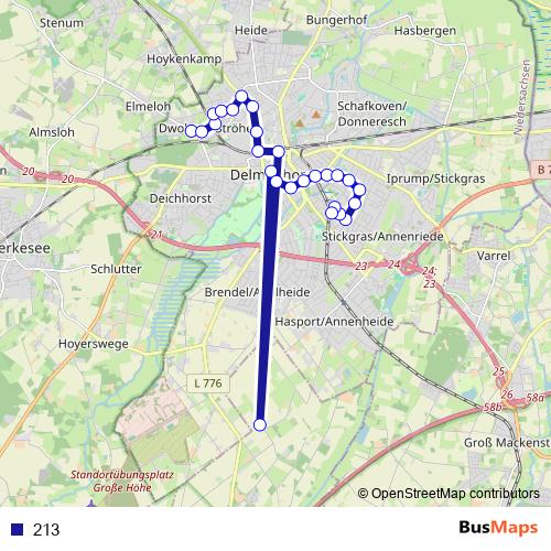 213 bus Line Map