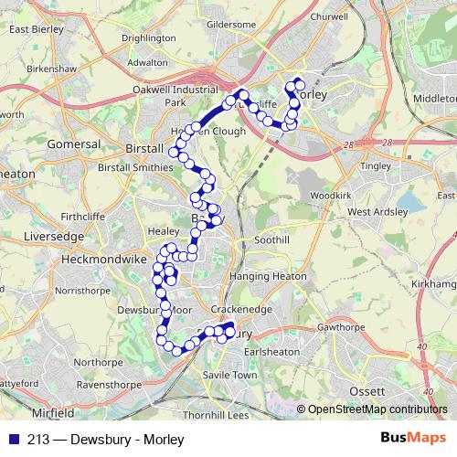 213 bus Line Map