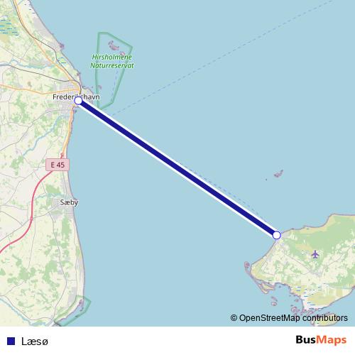 Læsø ferry Line Map