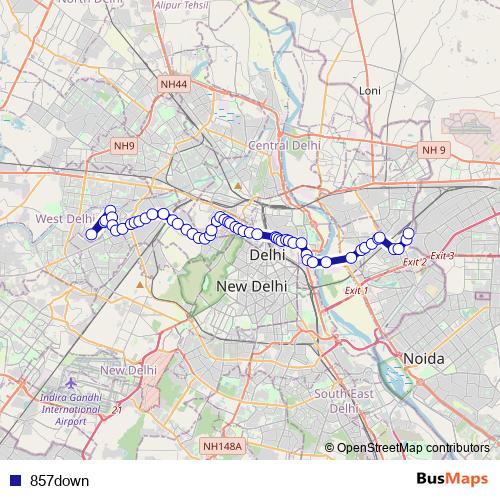 857down bus Line Map