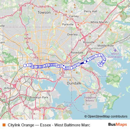 Citylink Orange bus Line Map