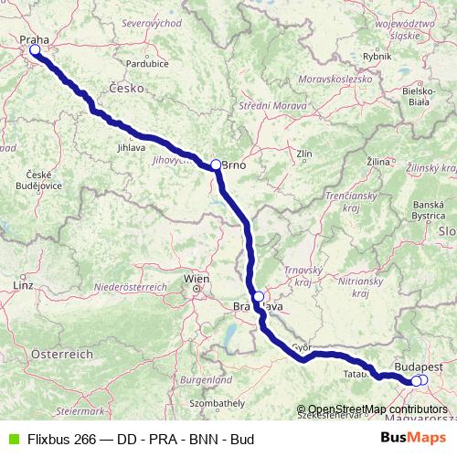 Flixbus 266 bus Line Map